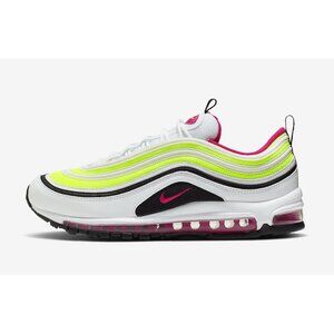 NIKE Men's Air Max 97 White Black Volt Rush Pink Shoes Size 8